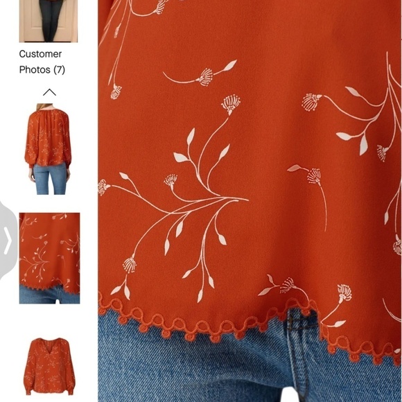 REVOLVE x Joie Allea Blouse Peasant Orange Cinnamon/Cream As seen on TV Sz S - Picture 4 of 16